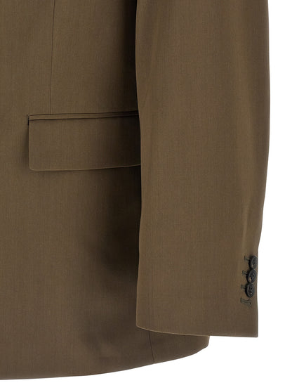 Blazer by SSSTEIN for men in cupro wool bicolour, green & horn features an sartorial silhouette, showcasing a sophisticated and sartorial for a truly sartorial finish.
