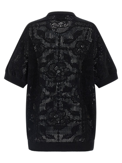Cardigan by NUDE for women in cotton black & nude presents a textural silhouette, artfully finished with a textural crew asymmetric neckline and for a sophisticated, textural look.