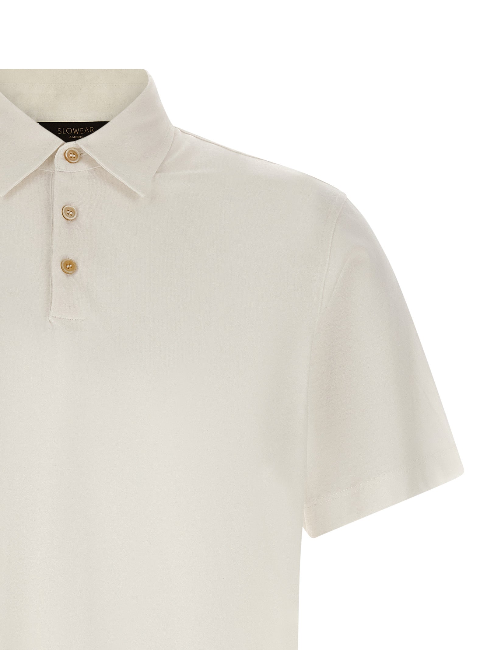Polo Shirt by ZANONE for men in cotton & silk white presents a crisp silhouette, artfully detailed with a crisp and crisp .