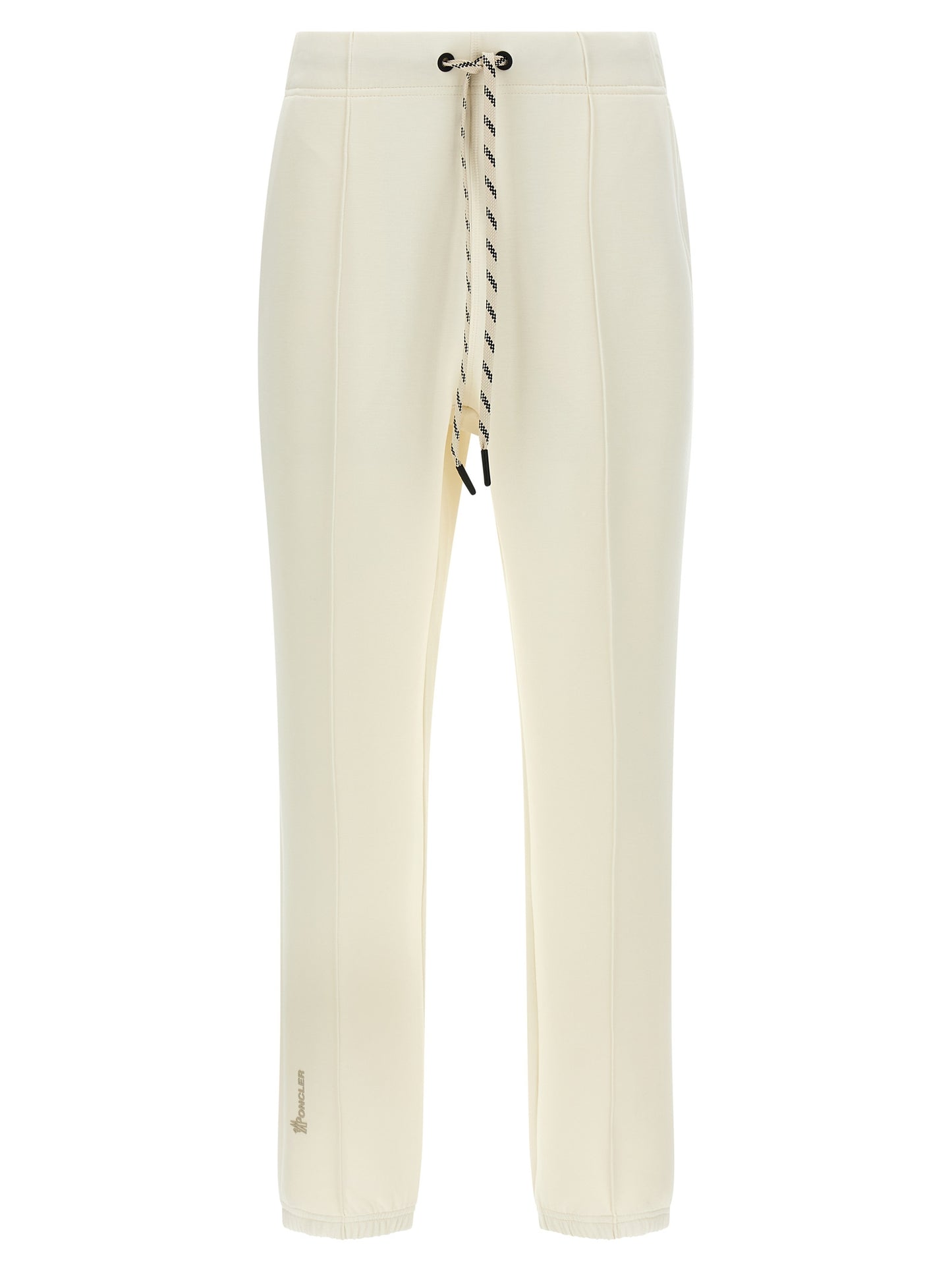 Joggers by Moncler Grenoble for women in stretch viscose polyester white & print features an sartorial and long with a cut for a sartorial finish.