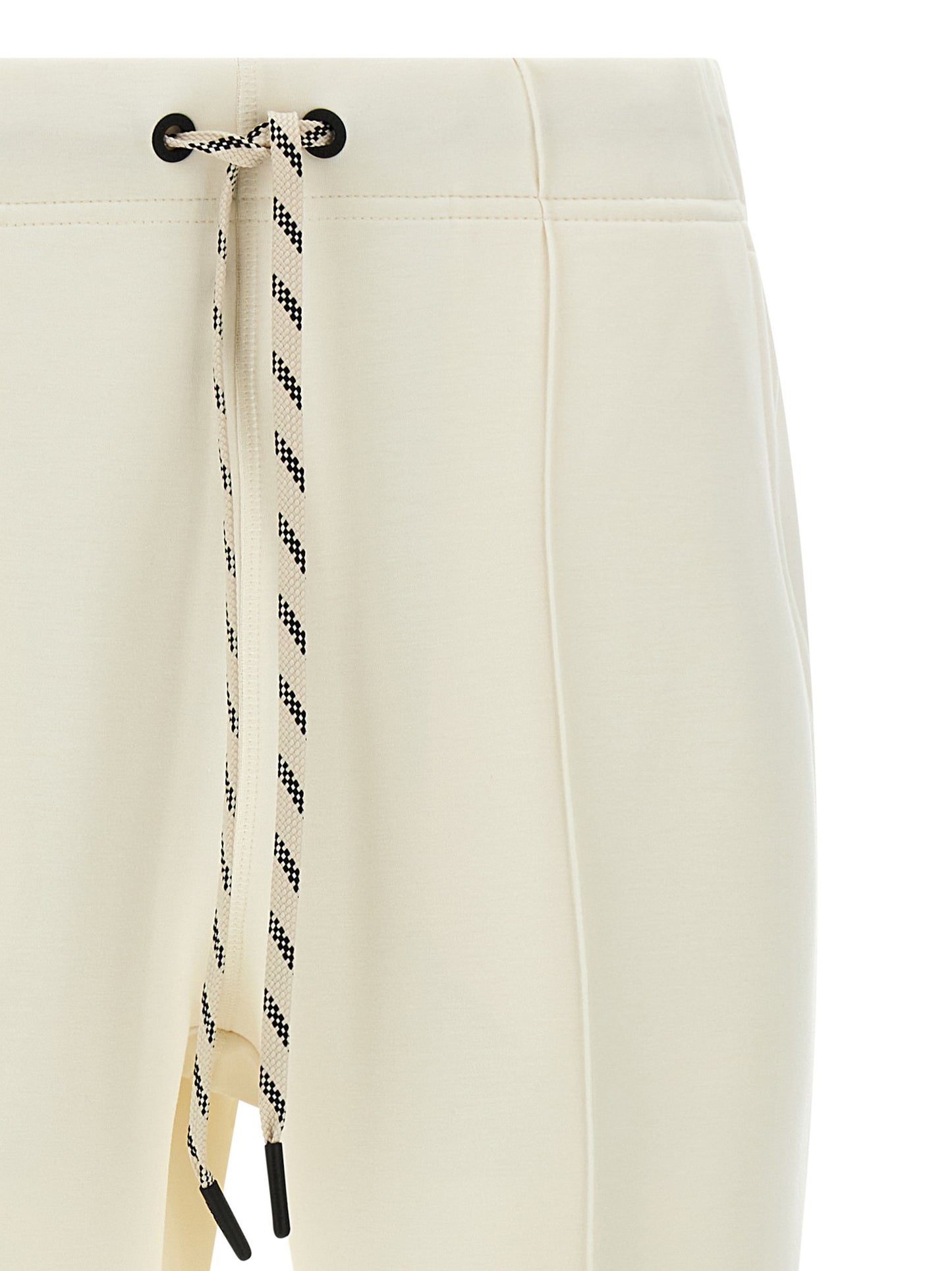 Joggers by Moncler Grenoble for women in stretch viscose polyester white & print presents a tailored silhouette, showcasing a tailored and long cut with a refined for a truly tailored aesthetic.