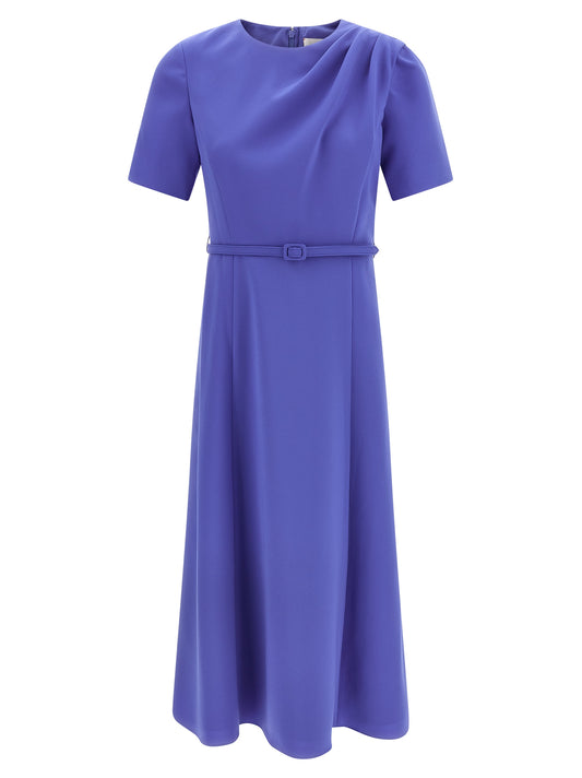 Dress by Carolina Herrera for women in polyester & polyurethane blue features an magnificent silhouette, artfully detailed with a magnificent crew neckline and that flows into an magnificent midi.