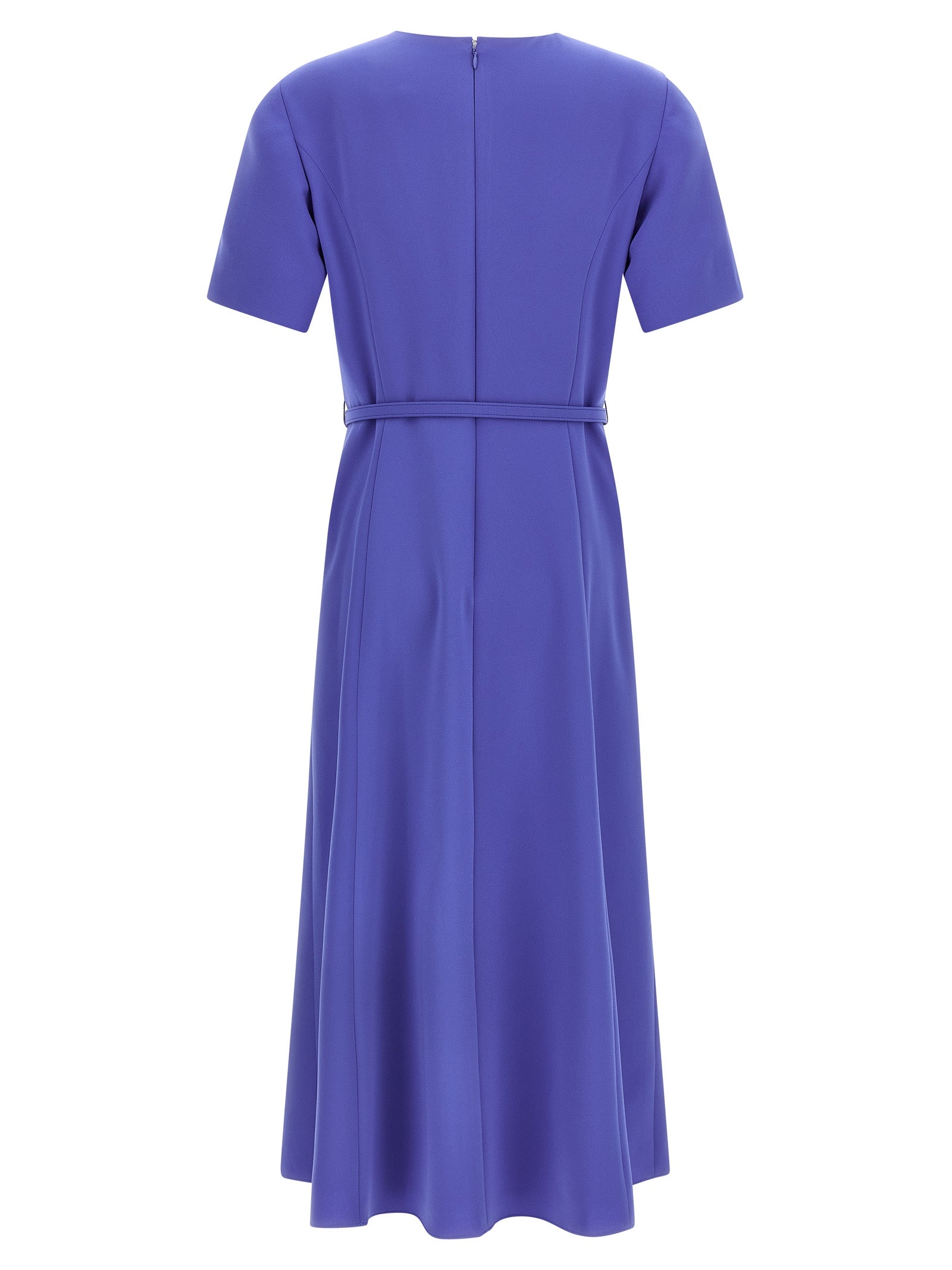 Dress by Carolina Herrera for women in polyester & polyurethane blue features an sultry silhouette defined by a crew neckline and , falling to an sultry midi for a sultry look.