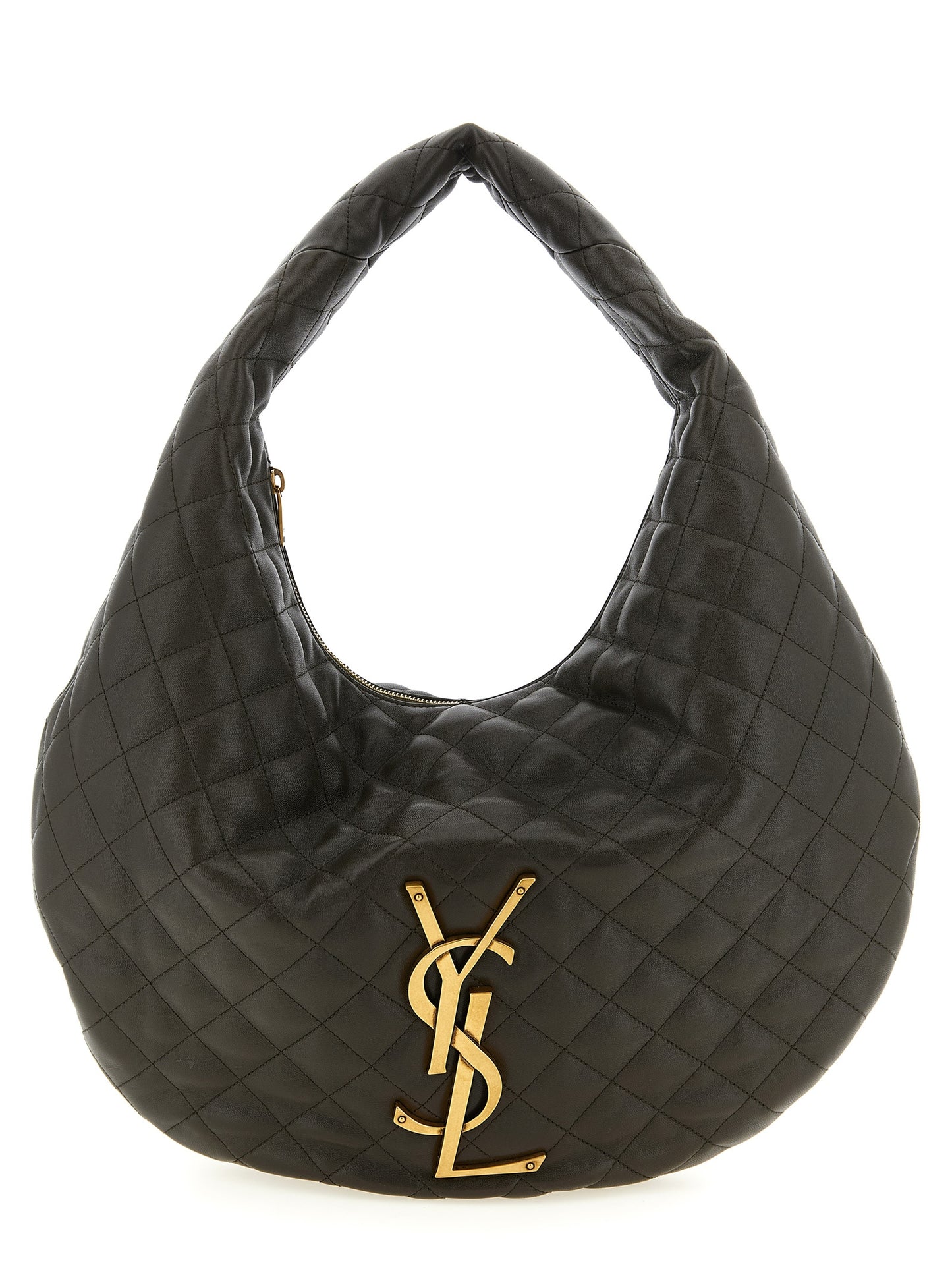Quilted Shoulder Hobo Bag by Saint Laurent for women in lamb leather brown features a distinguished silhouette, showcasing a secure zipper and distinguished with versatile shoulder-strap & handle for a distinguished finish.
