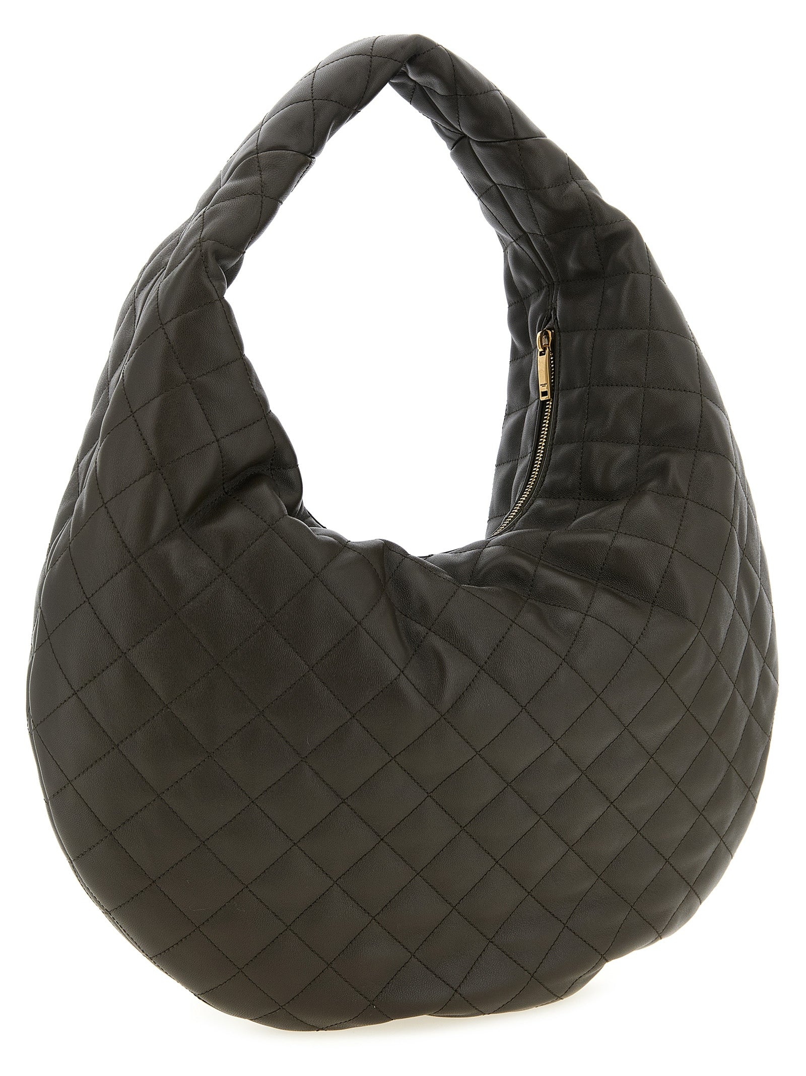 Quilted Shoulder Hobo Bag by Saint Laurent for women in lamb leather brown showcases a enviable silhouette, artfully detailed with a secure zipper, organized , and versatile shoulder-strap & handle for a enviable look.