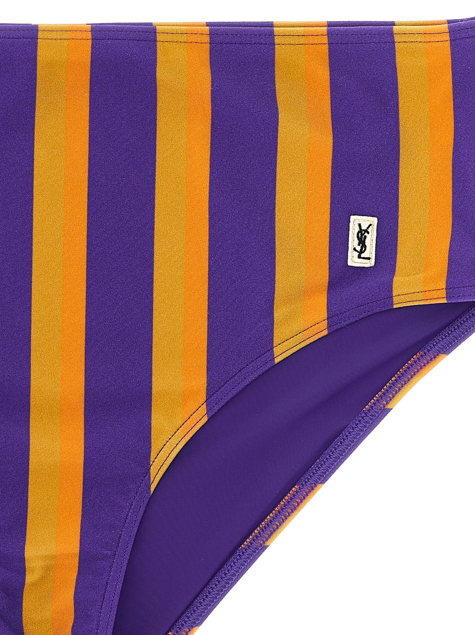 Swim Briefs by Saint Laurent for women in stretch polyamide multicolor & striped features a resort ready silhouette from the Women's Stretch Polyamide Swim Briefs collection, showcasing a resort ready finish with a streamlined resort ready fit.