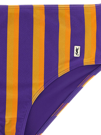 Swim Briefs by Saint Laurent for women in stretch polyamide multicolor & striped features a resort ready silhouette from the Women's Stretch Polyamide Swim Briefs collection, showcasing a resort ready finish with a streamlined resort ready fit.