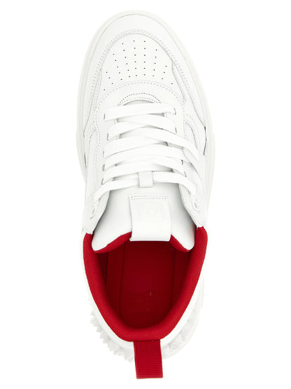 Christian Louboutin Men's Athletic Calfskin & Goat Leather Sneakers - White Signature Monogram