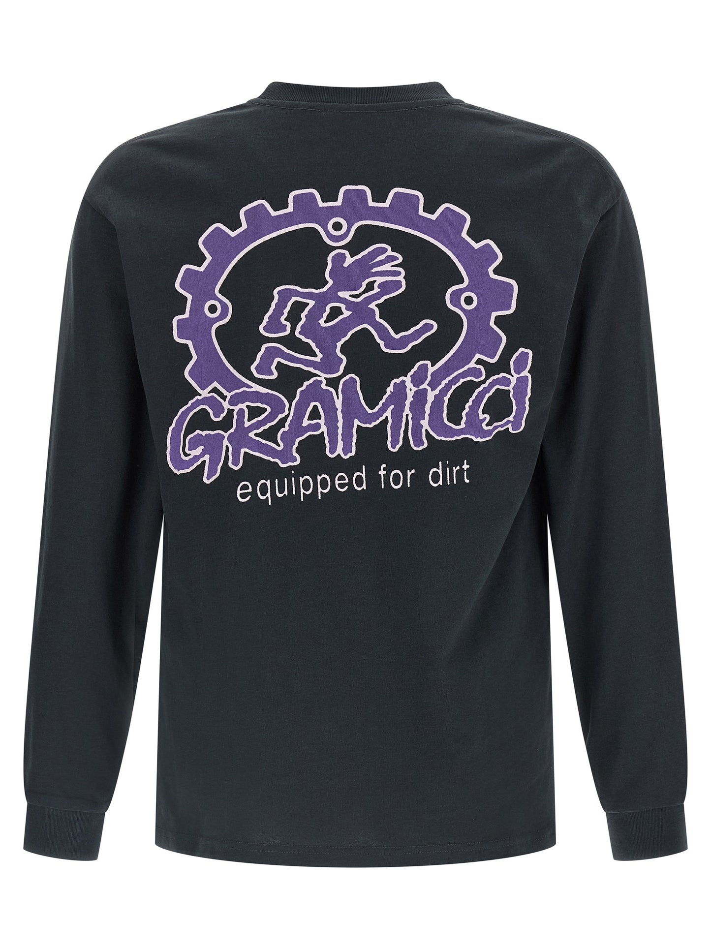 Activewear T-Shirt by Gramicci for men in cotton black & print features an ergonomic design with , highlighting a ergonomic length and ergonomic crew neckline for a high-performance look.