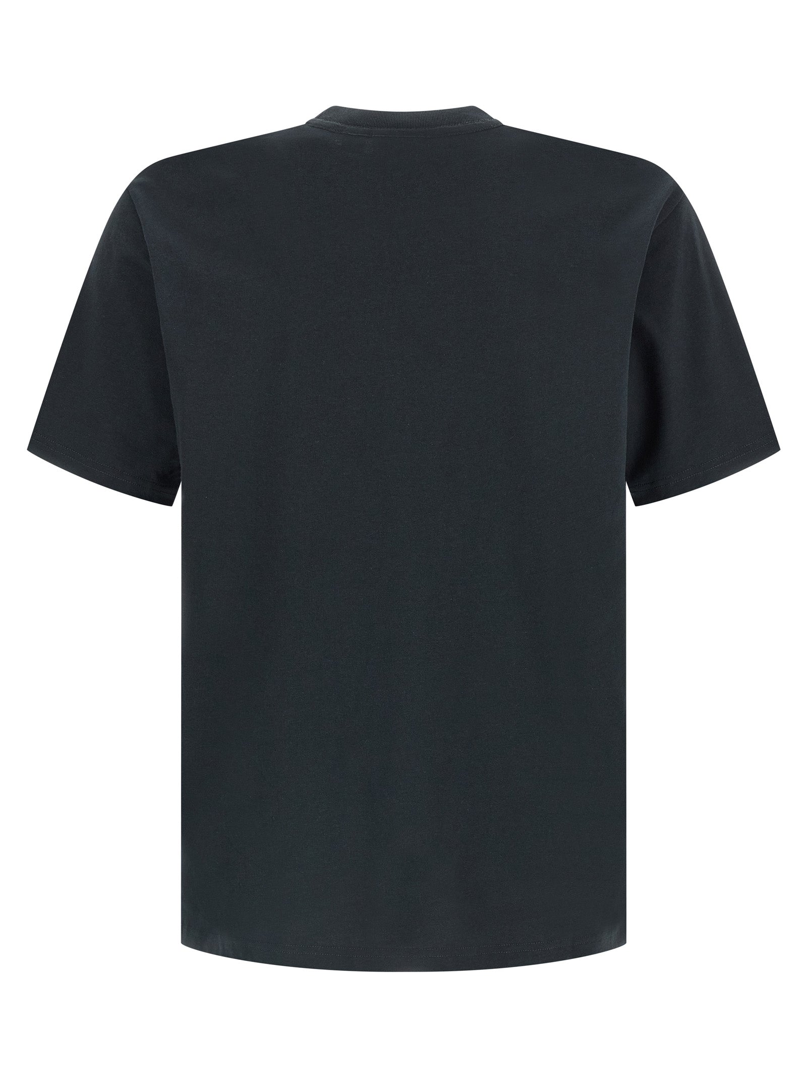 Activewear T-Shirt by Gramicci for men in cotton black & print features an athletic silhouette with sleeves and a crew neckline neckline, enhanced by high-performance .