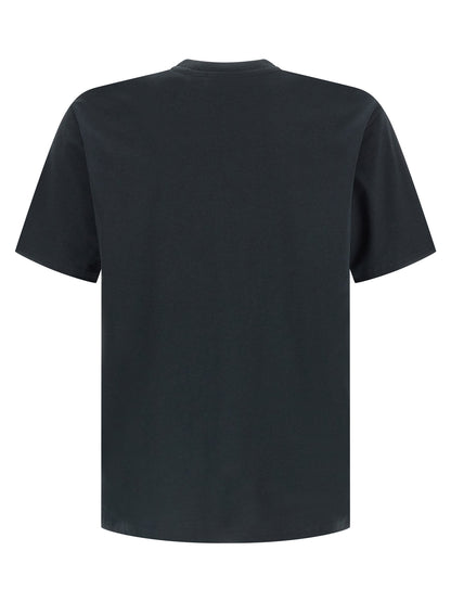 Activewear T-Shirt by Gramicci for men in cotton black & print features an athletic silhouette with sleeves and a crew neckline neckline, enhanced by high-performance .