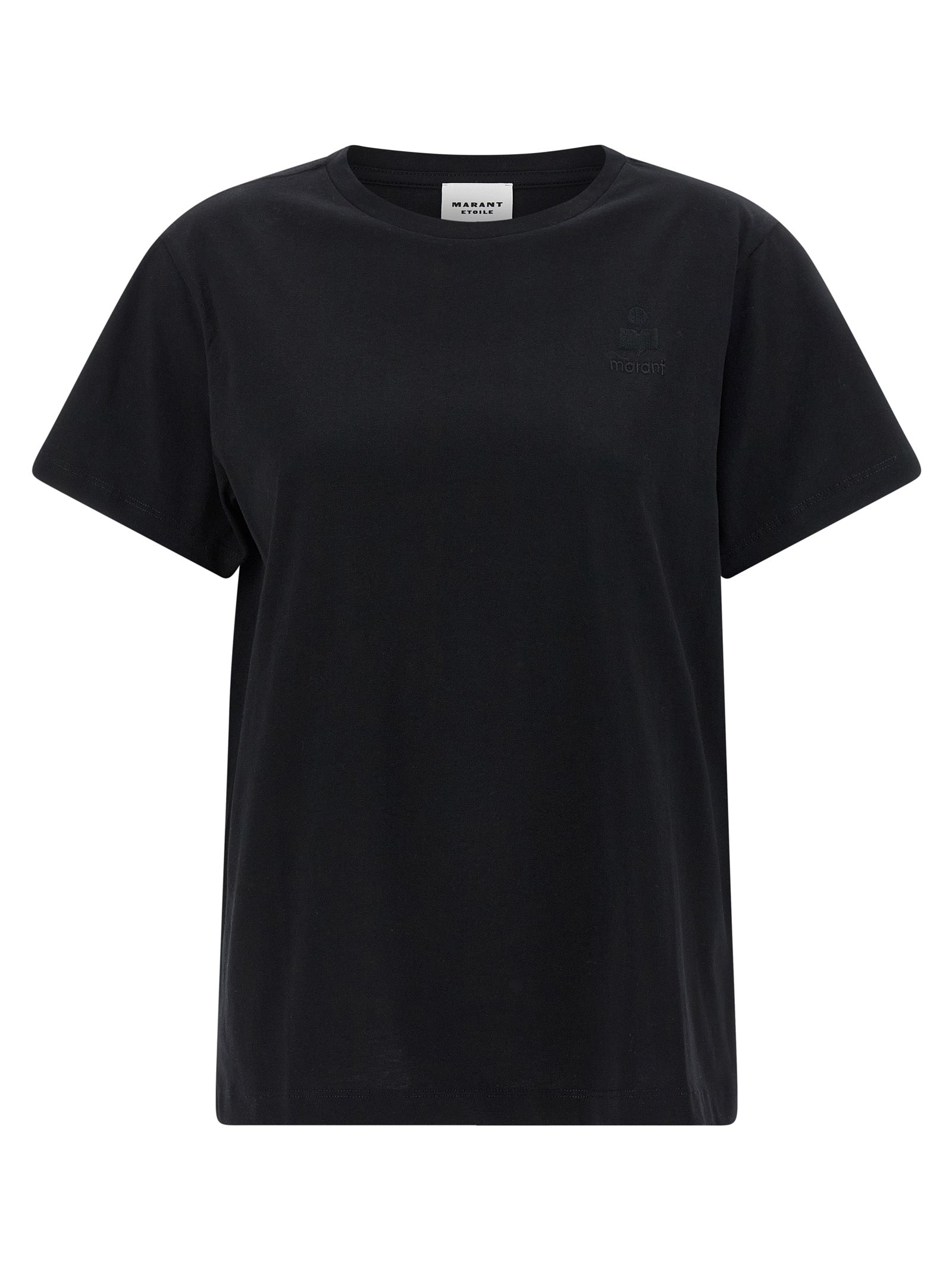 T-Shirt by Isabel Marant Étoile for women in cotton black & toile showcases a unassuming silhouette, artfully detailed with a refined crew neckline and unassuming short-sleeve for a sophisticated, contemporary look.