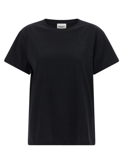 T-Shirt by Isabel Marant Étoile for women in cotton black & toile showcases a unassuming silhouette, artfully detailed with a refined crew neckline and unassuming short-sleeve for a sophisticated, contemporary look.