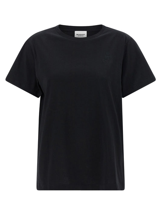 T-Shirt by Isabel Marant Étoile for women in cotton black & toile showcases a unassuming silhouette, artfully detailed with a refined crew neckline and unassuming short-sleeve for a sophisticated, contemporary look.