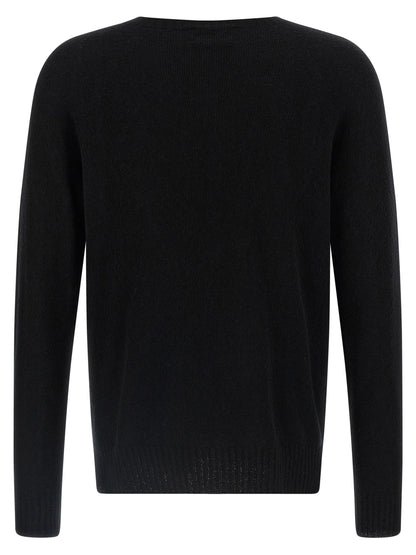 Cardigan by MA'RY'YA for men in polyamide modacrylic & cotton black features a dramatic silhouette, showcasing a sophisticated boat neckline and dramatic detail for a timeless, premium look.