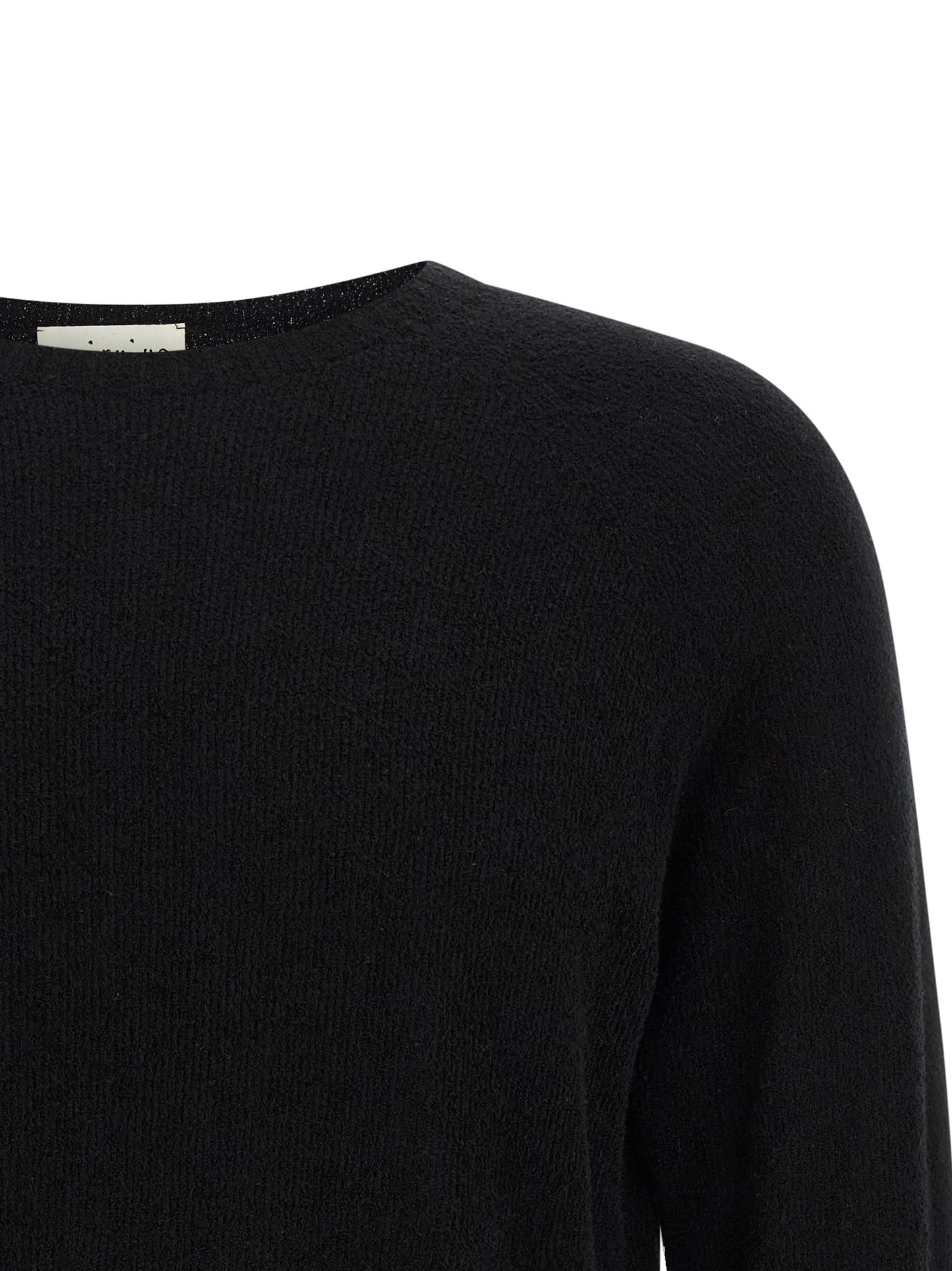Cardigan by MA'RY'YA for men in polyamide modacrylic & cotton black showcases a luxurious silhouette, meticulously detailed with a sophisticated boat neckline and for a refined finish.
