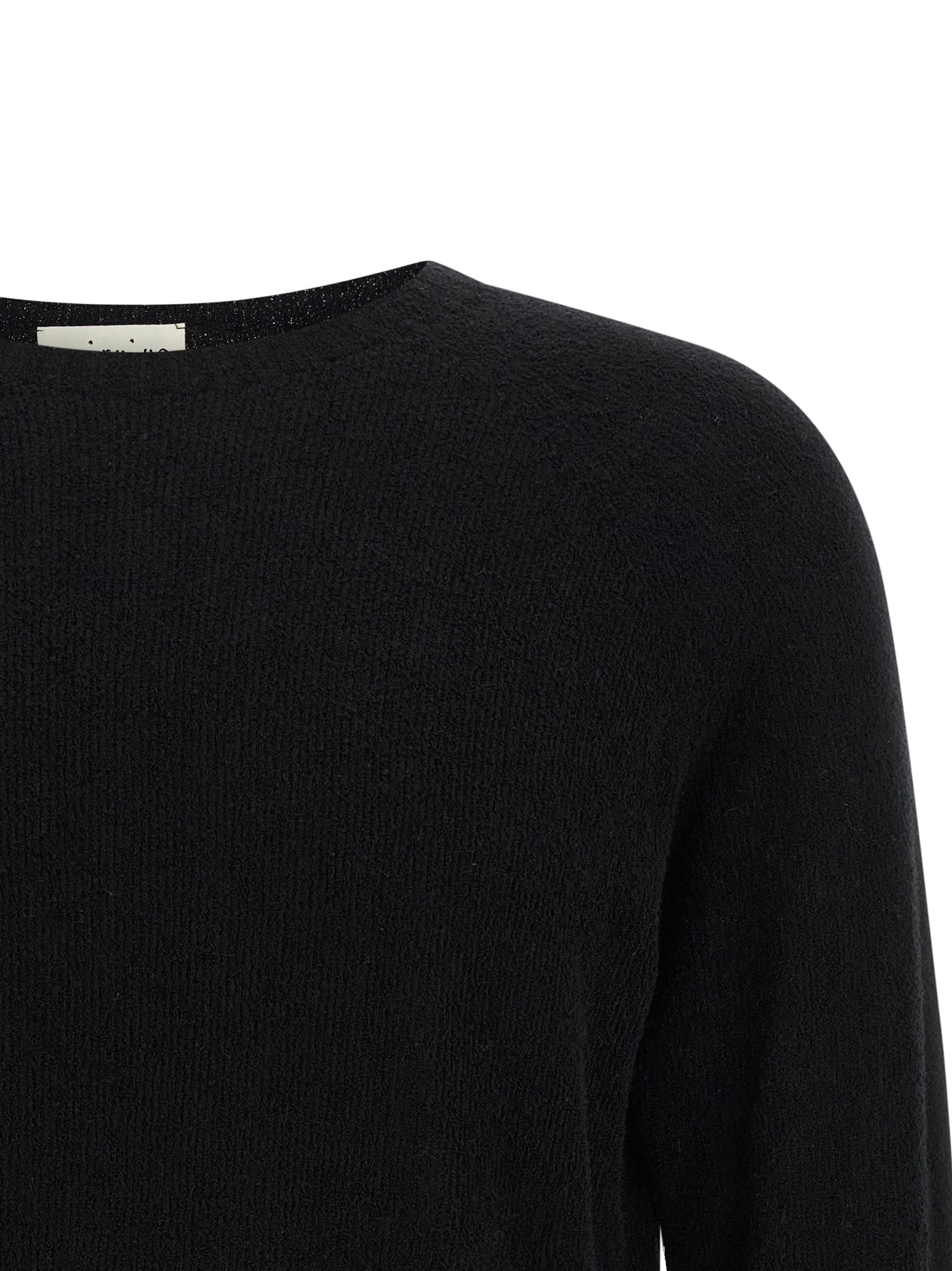 Cardigan by MA'RY'YA for men in polyamide modacrylic & cotton black showcases a luxurious silhouette, meticulously detailed with a sophisticated boat neckline and for a refined finish.