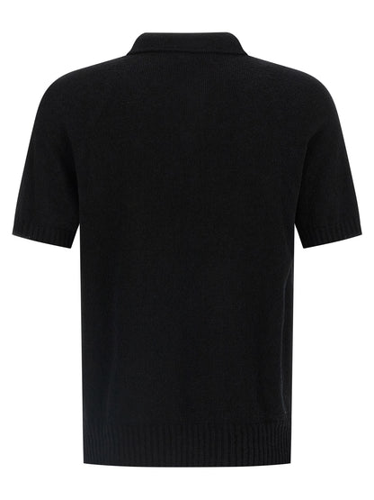 Polo Shirt by MA'RY'YA for men in polyamide modacrylic cotton black presents a distinguished silhouette, showcasing a sophisticated and distinguished for a truly distinguished finish.