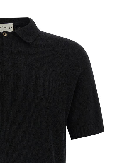 Polo Shirt by MA'RY'YA for men in polyamide modacrylic cotton black presents a sleek silhouette, featuring a refined and for a sleek finish.