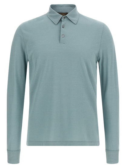 Polo Shirt by ZANONE for men in cotton light-blue presents a crisp silhouette, artfully detailed with a crisp and crisp .