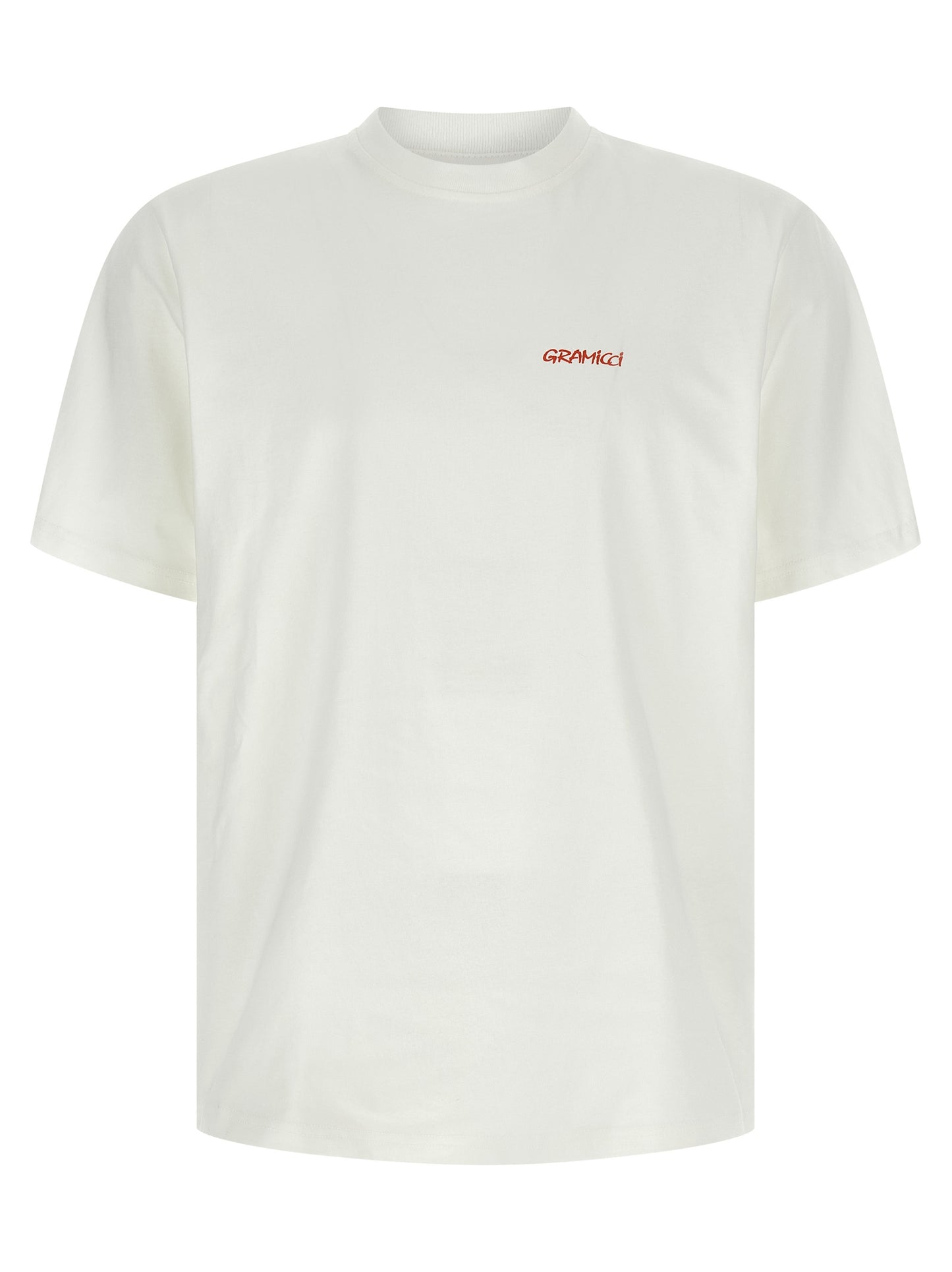 T-Shirt by Gramicci for men in cotton white & print features a plush silhouette, showcasing a sophisticated and for a truly plush finish.