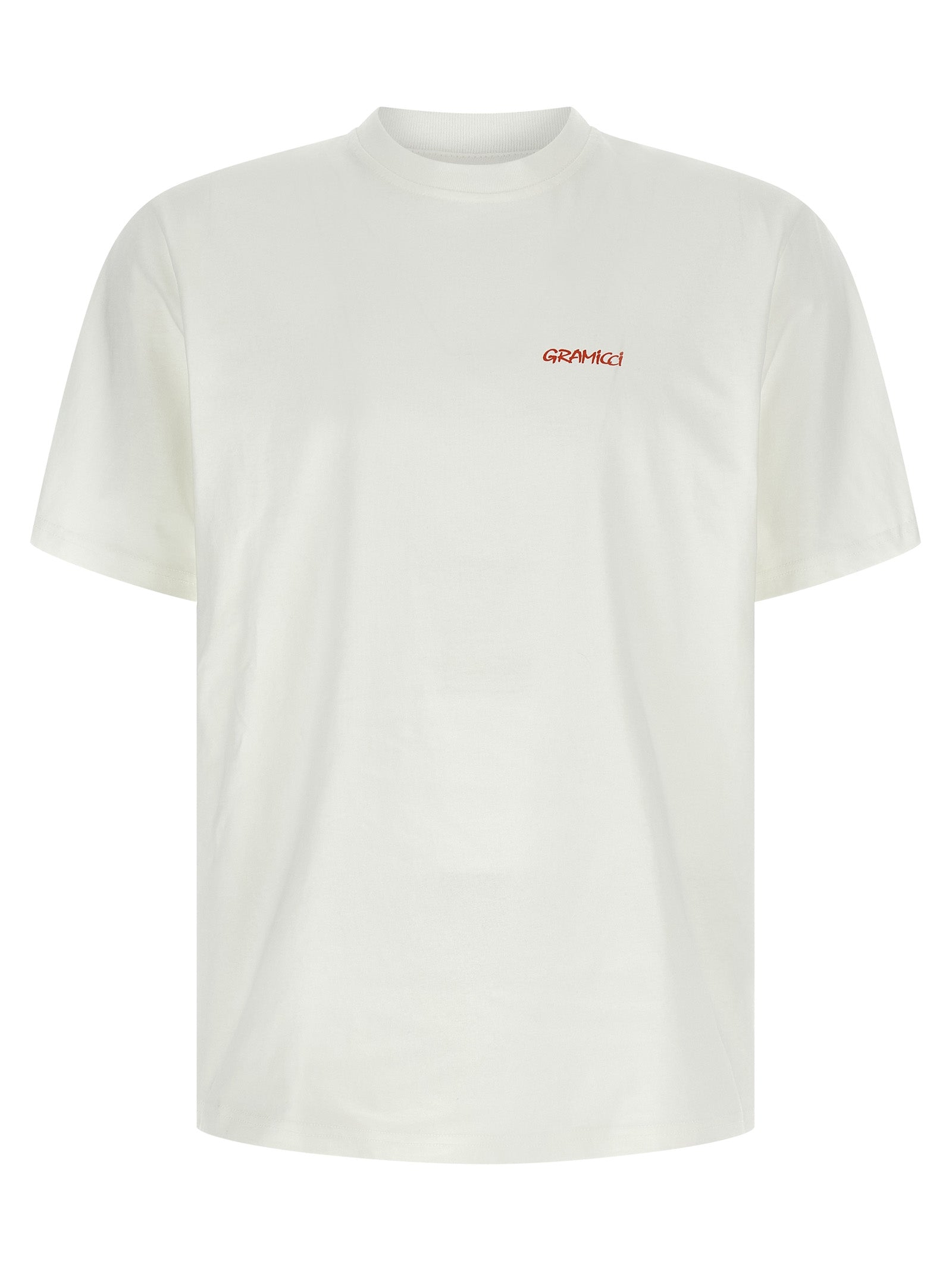 T-Shirt by Gramicci for men in cotton white & print features a plush silhouette, showcasing a sophisticated and for a truly plush finish.