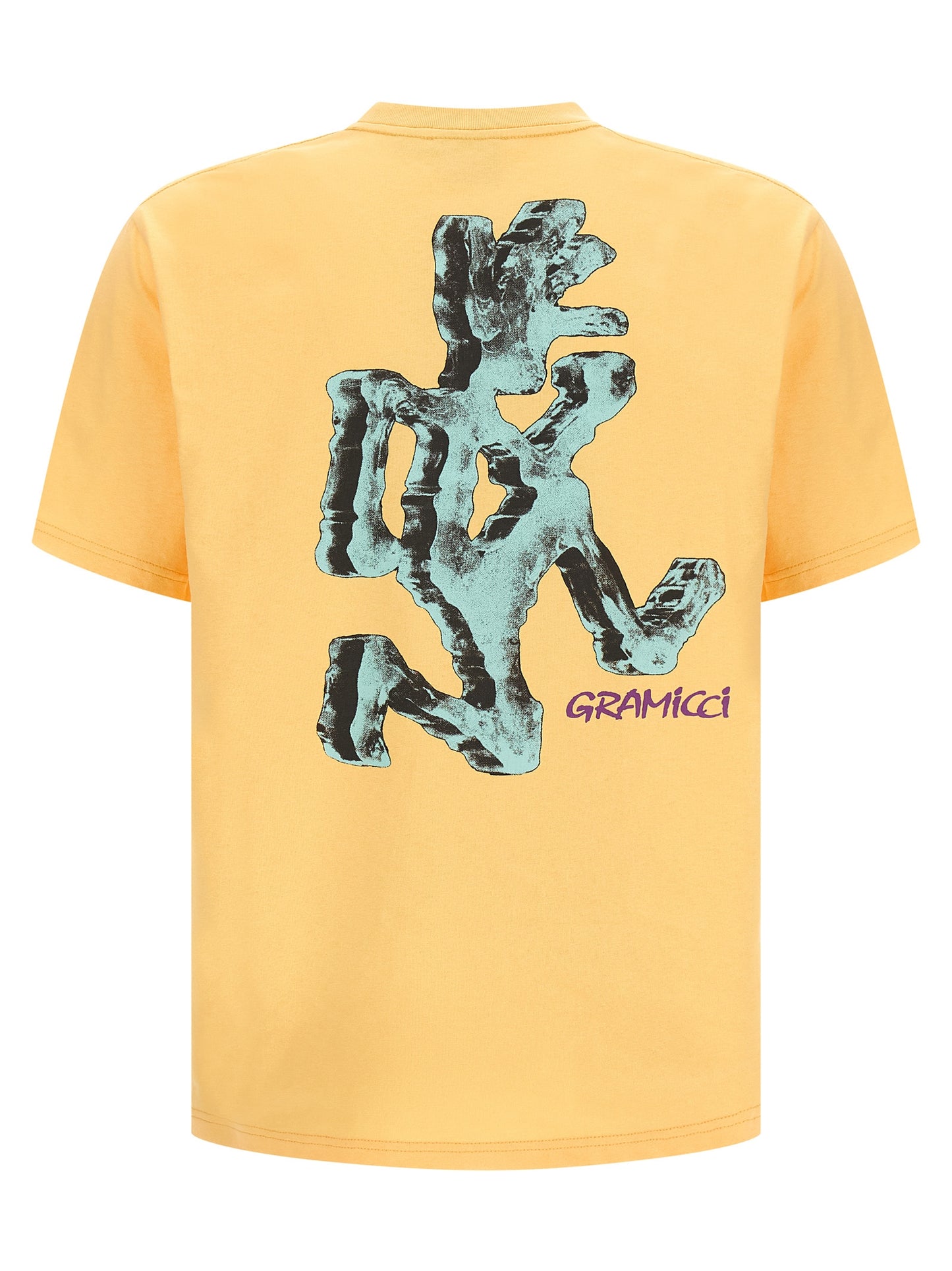 T-Shirt by Gramicci for men in cotton orange & print showcases a chic silhouette, artfully detailed with a chic crew neckline and for a chic finish.