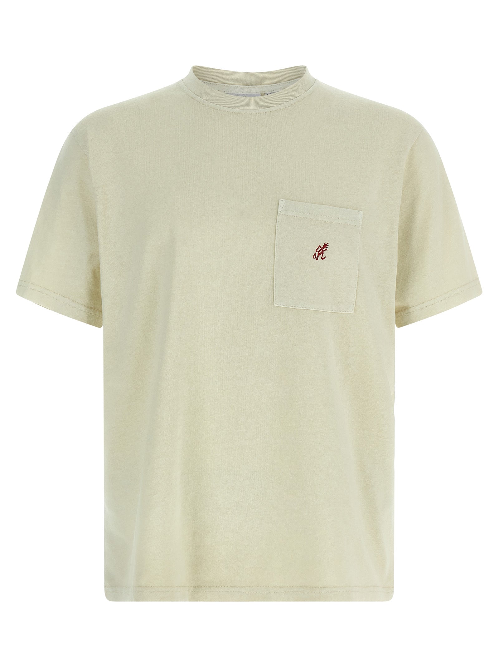 T-Shirt by Gramicci for men in cotton beige features an edgy silhouette, meticulously detailed with a sophisticated short-sleeve and crew neckline for a truly edgy finish.