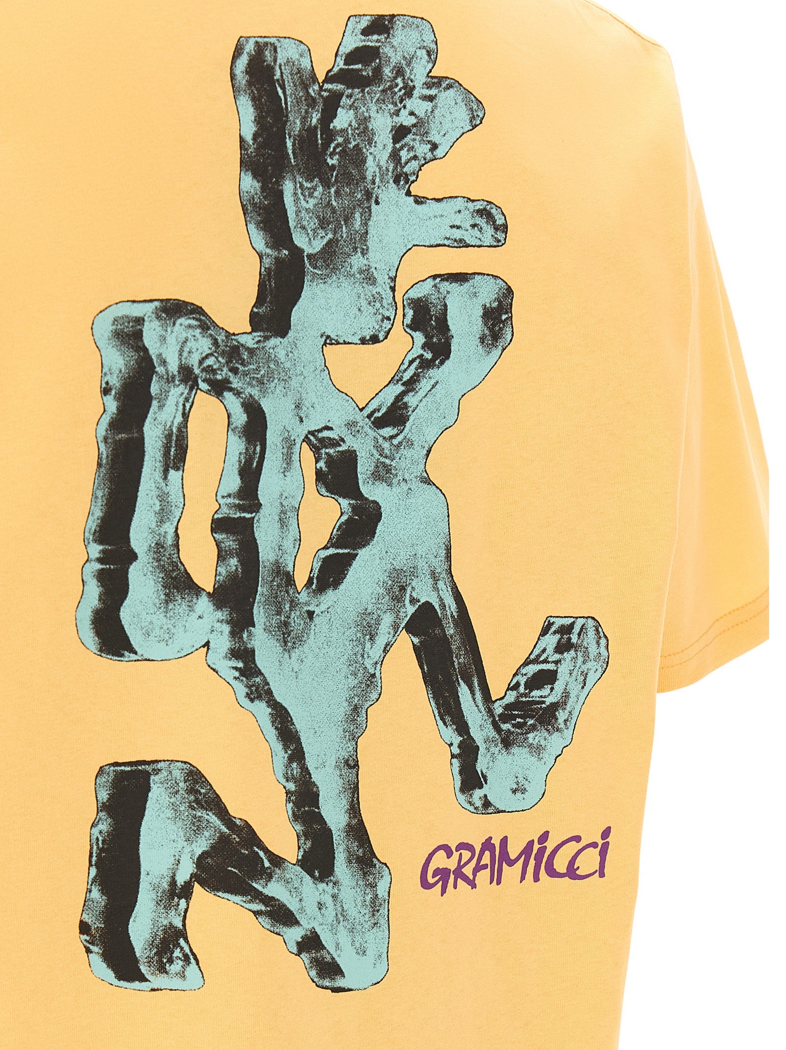 T-Shirt by Gramicci for men in cotton orange & print showcases a unassuming silhouette, artfully detailed with a refined and unassuming for a sophisticated, contemporary look.