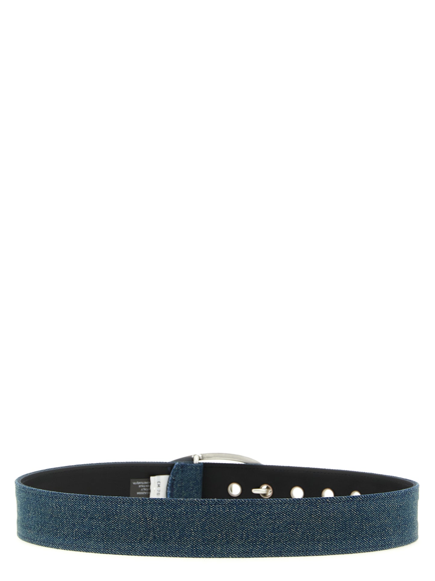 Belt by Diesel for women in denim cotton blue features a versatile silhouette, artfully showcasing the versatile design of the 1 Dr Denim Cotton Belt for a sophisticated, premium finish.