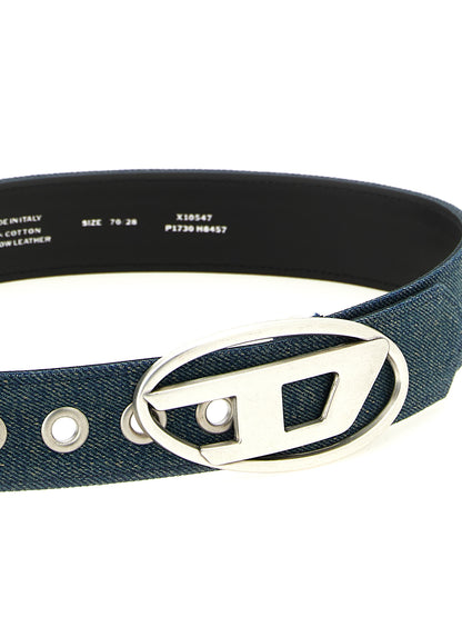 Belt by Diesel for women in denim cotton blue features a versatile silhouette, artfully showcasing the versatile design of the 1 Dr Denim Cotton Belt for a sophisticated, premium finish.