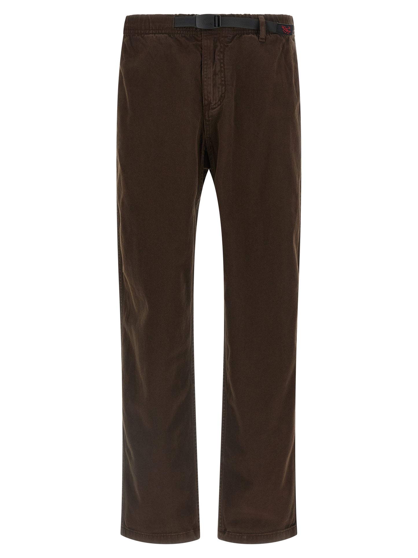 Trousers by Gramicci for men in organic cotton twill brown features a sculptural silhouette, showcasing a sculptural wide and long with a sophisticated for a sculptural finish.