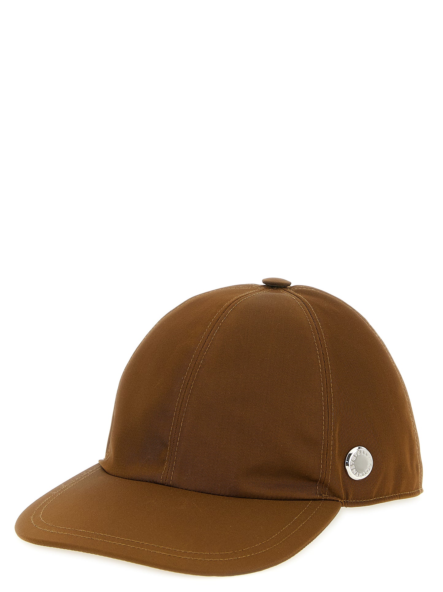 Baseball Cap by Stella McCartney for women in nylon & cotton brown presents a tailored silhouette, perfectly capturing the essence of Nylon & Cotton Baseball Cap with its tailored finish and superior craftsmanship.