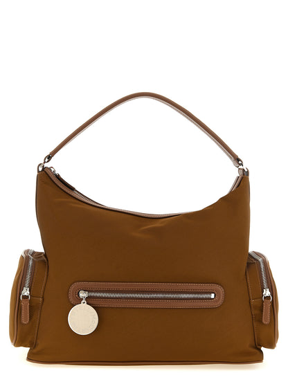 Shoulder Bag by Stella McCartney for women in polyamide leather brown showcases a statuesque silhouette, artfully detailed with a secure , organized , and versatile shoulder-strap for a statuesque look.