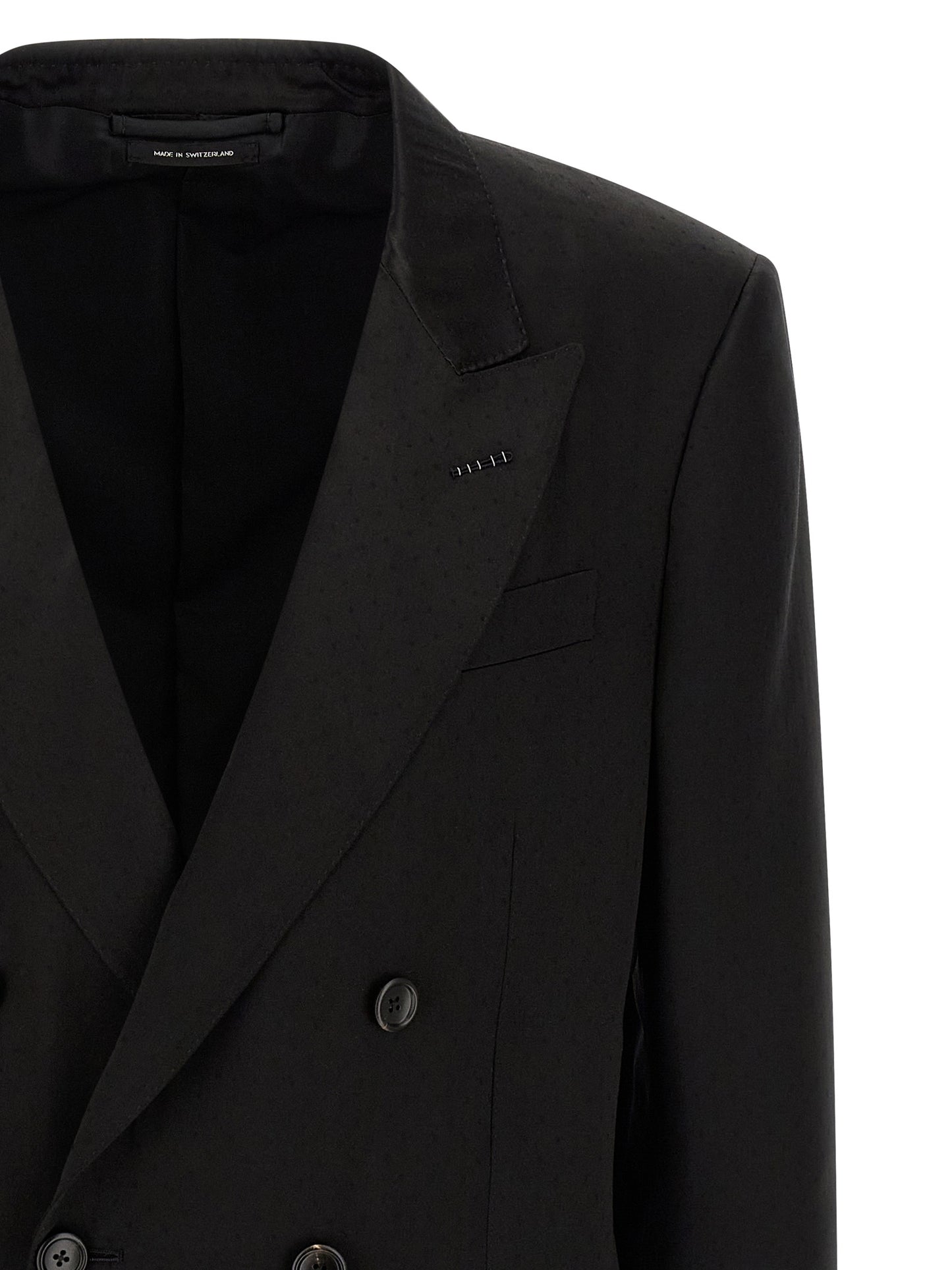 Blazer by Tom Ford for men in viscose silk & cupro black, horn & patterned presents a distinguished silhouette, detailed with a distinguished and distinctive for a truly sophisticated finish.