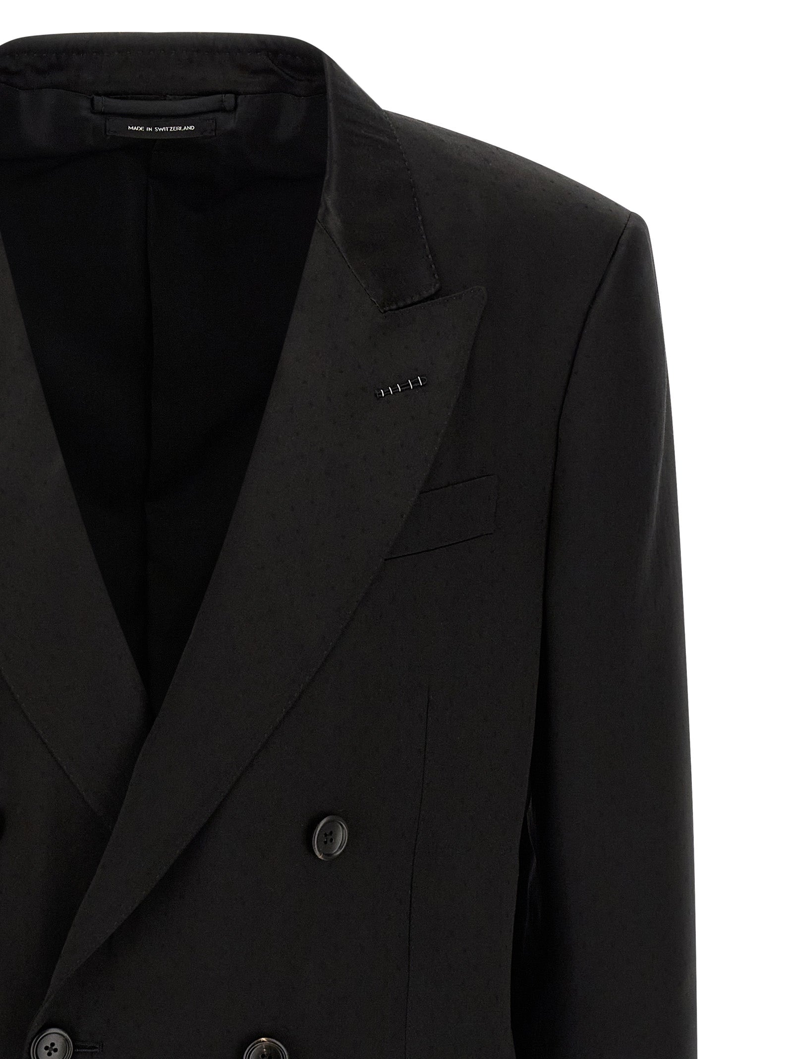 Blazer by Tom Ford for men in viscose silk & cupro black, horn & patterned presents a distinguished silhouette, detailed with a distinguished and distinctive for a truly sophisticated finish.