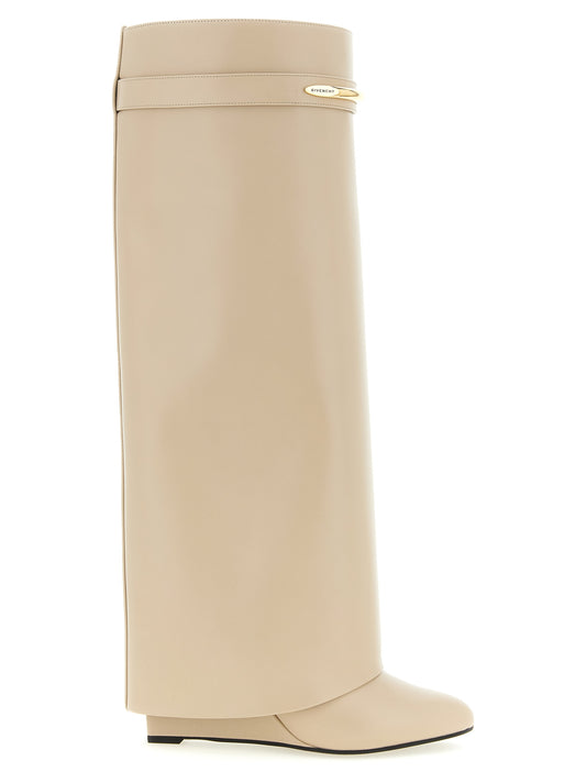 Wedge Over-The-Knee Boots by Givenchy for women in calfskin leather beige features an enchanting design from the Grace Women's Calfskin Leather Wedge Over-The-Knee Boots collection, highlighting a enchanting wedge and pointed toe style for a refined look.