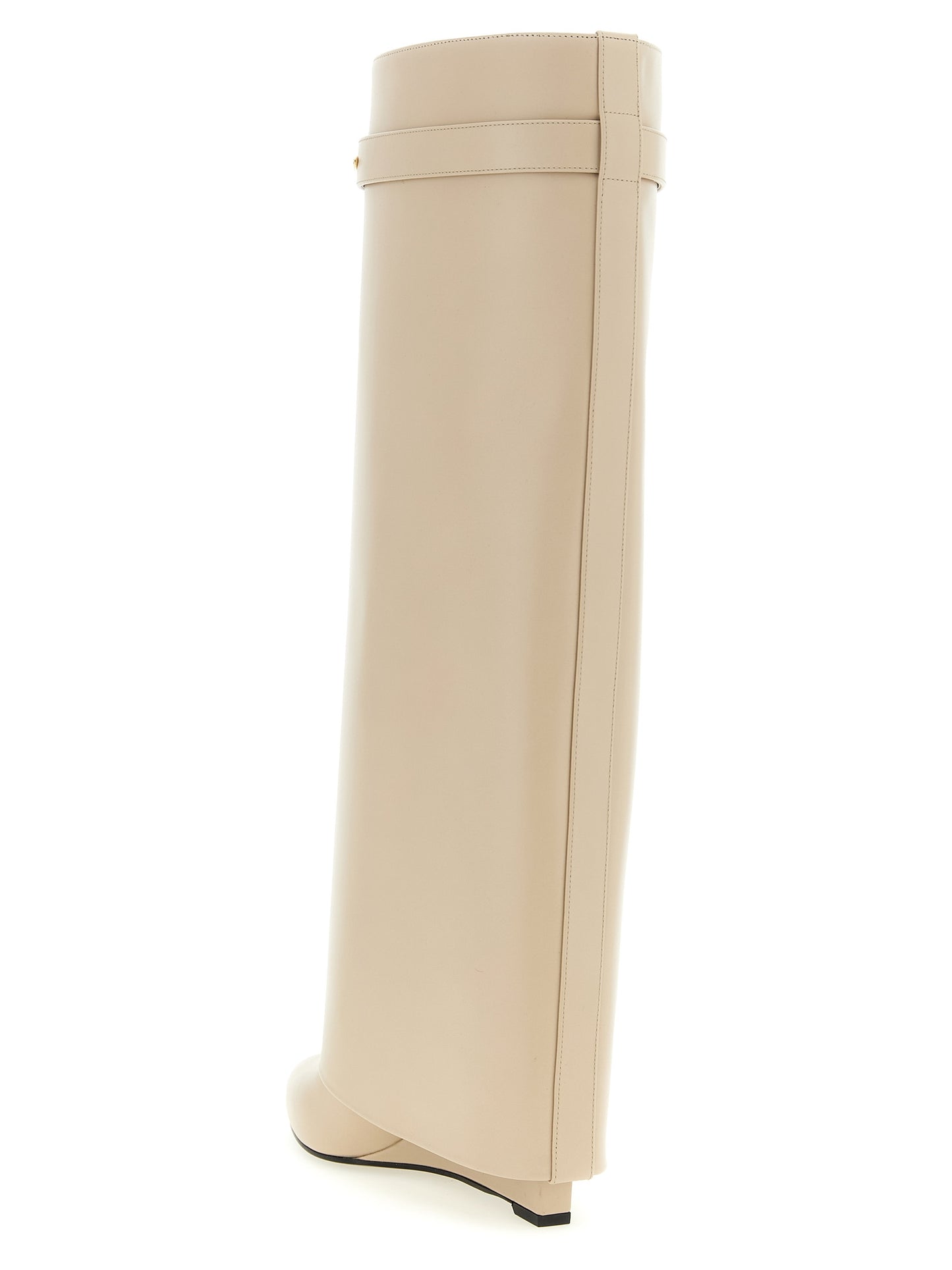 Wedge Over-The-Knee Boots by Givenchy for women in calfskin leather beige features an avant-garde Grace Women's Calfskin Leather Wedge Over-The-Knee Boots silhouette, defined by a sophisticated wedge and a avant-garde pointed toe style.