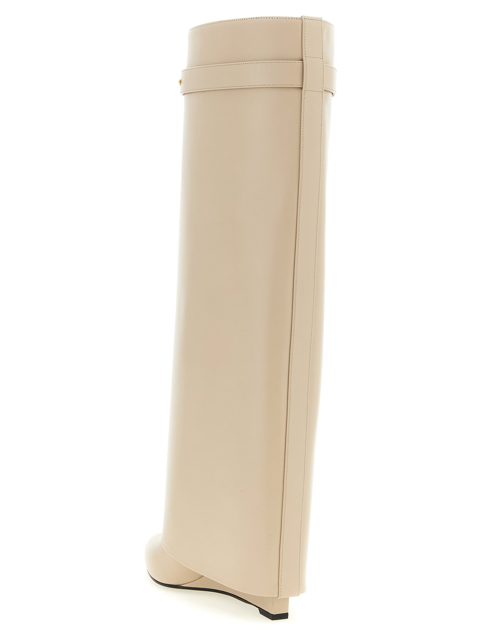 Wedge Over-The-Knee Boots by Givenchy for women in calfskin leather beige features an avant-garde Grace Women's Calfskin Leather Wedge Over-The-Knee Boots silhouette, defined by a sophisticated wedge and a avant-garde pointed toe style.
