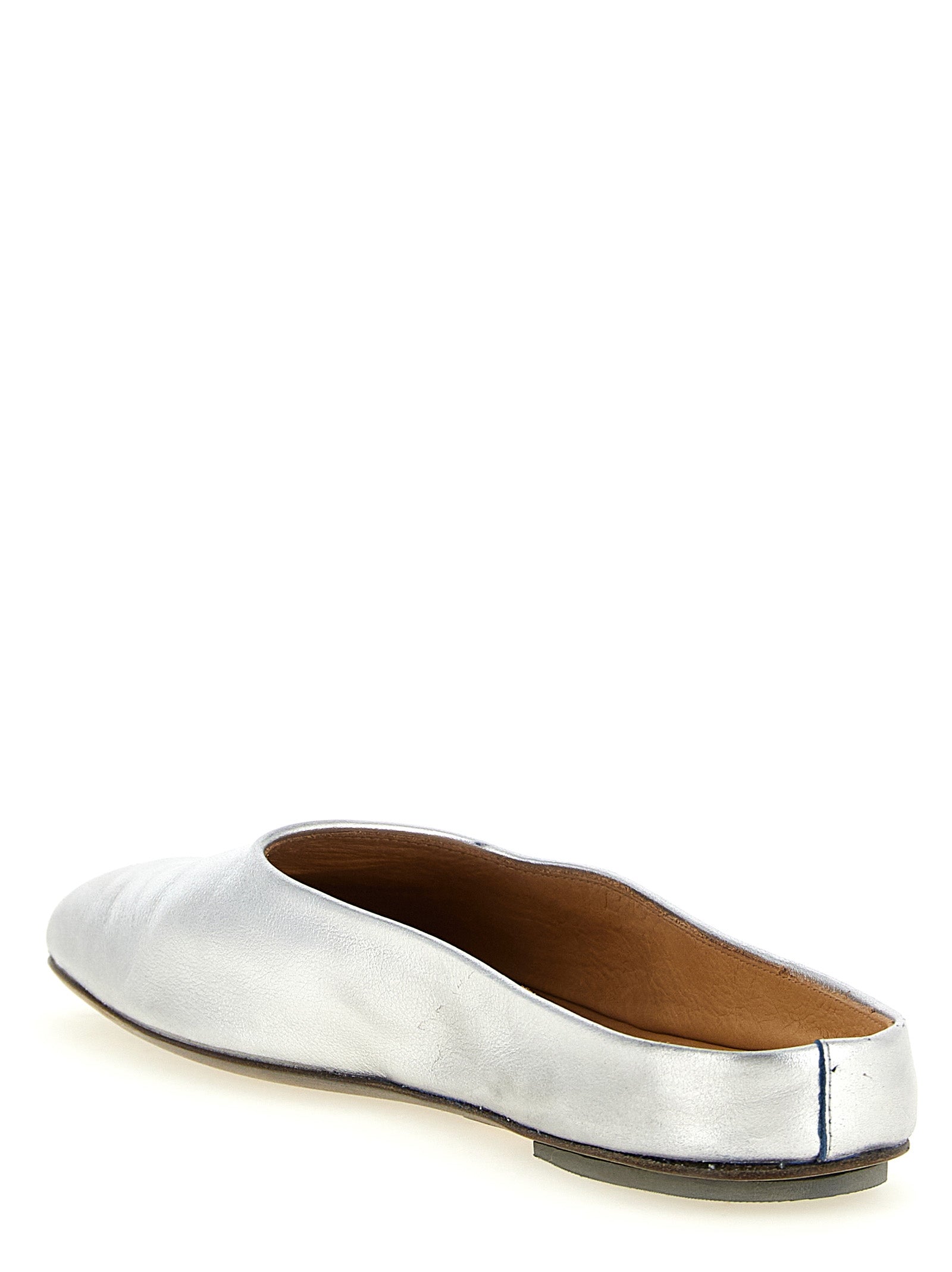 Mules Flat Shoes by Marsell for women in calfskin leather silver features an statuesque silhouette from the Women's Calfskin Leather Mules Flat Shoes collection, showcasing a and a statuesque square toe style for a statuesque look.