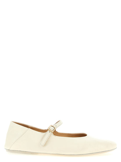 Ballet Flat Shoes by Marsell for women in calfskin leather beige features an captivating silhouette, showcasing the captivating style of the Women's Calfskin Leather Ballet Flat Shoes with its distinct and refined .