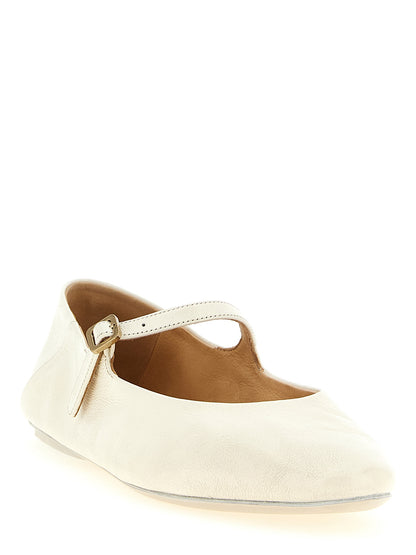 Ballet Flat Shoes by Marsell for women in calfskin leather beige features an statuesque silhouette from the Women's Calfskin Leather Ballet Flat Shoes collection, showcasing a and a statuesque for a statuesque look.