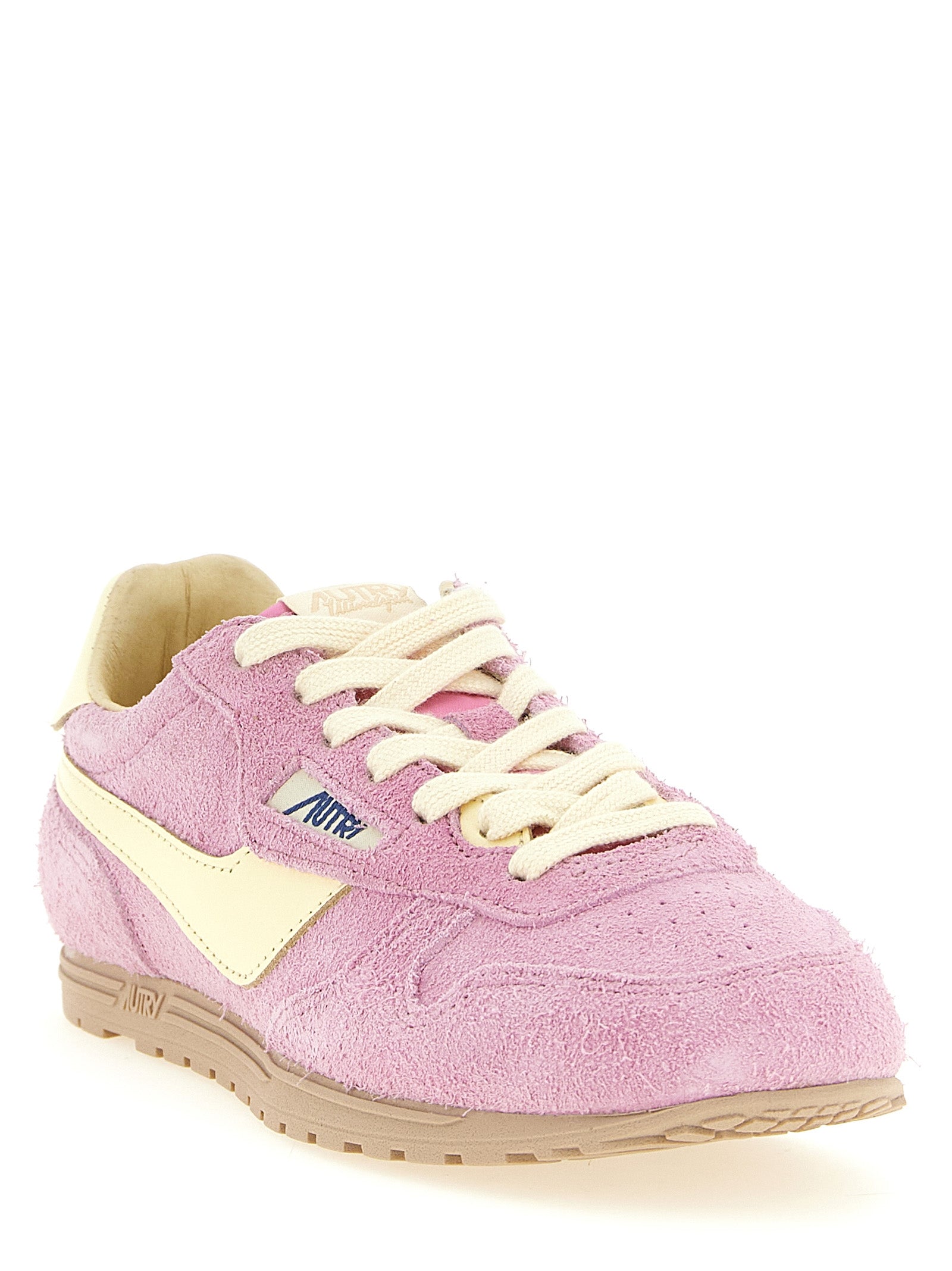 Athletic Sneakers by Autry for women in nylon cotton terry & suede cowhide leather multicolor, pink & jacquard showcases an impeccable silhouette, defined by an impeccable athletic style design that perfectly captures the essence of the Women's Athletic Nylon Cotton Terry & Suede Cowhide Leather Sneakers.