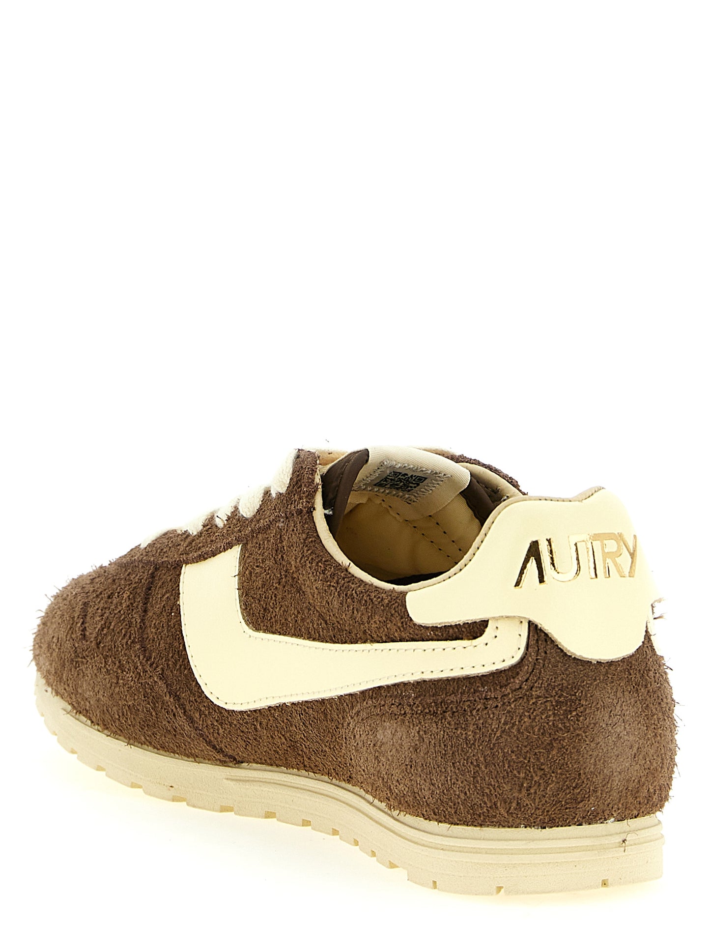 Athletic Sneakers by Autry for women in nylon cotton terry & suede cowhide leather brown & jacquard presents a sleek silhouette, perfectly capturing the athletic style essence of Women's Athletic Nylon Cotton Terry & Suede Cowhide Leather Sneakers with its sleek design and premium finish.