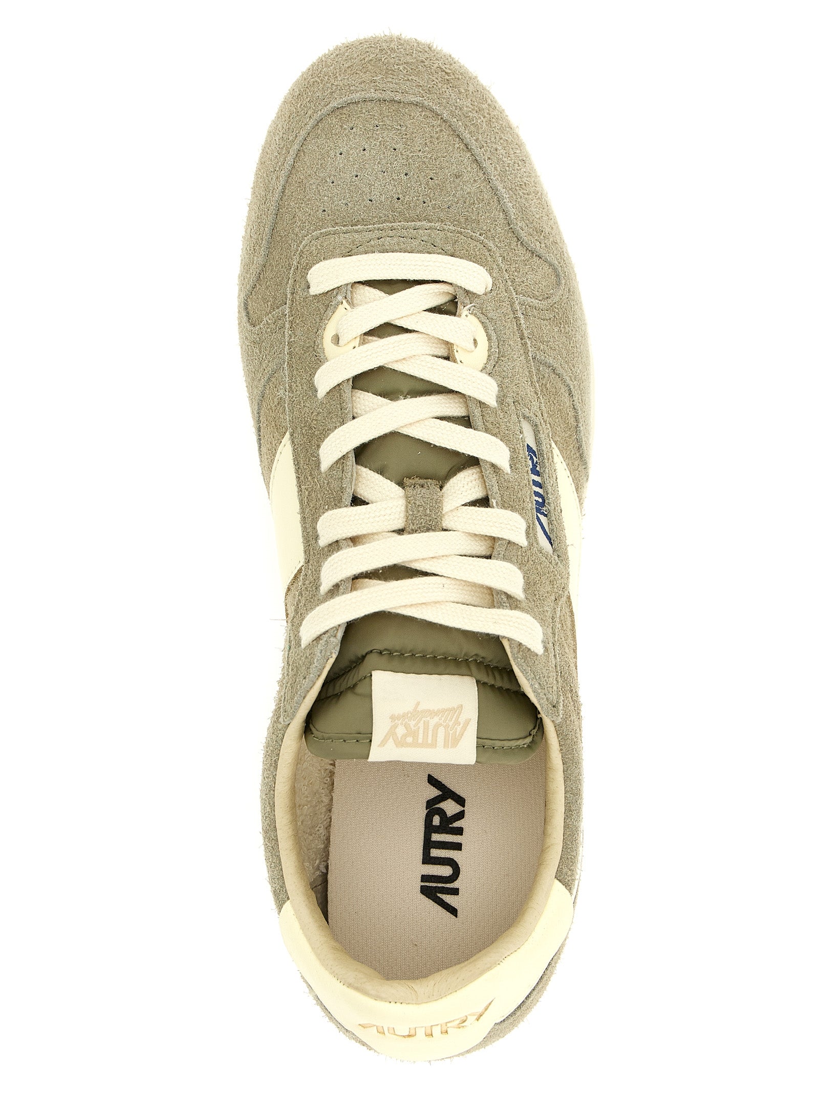 Athletic Sneakers by Autry for men in nylon cotton terry & suede cowhide leather gray & jacquard showcases a architectural silhouette, artfully capturing the essence of the Men's Athletic Nylon Cotton Terry & Suede Cowhide Leather Sneakers with its signature architectural athletic style construction.