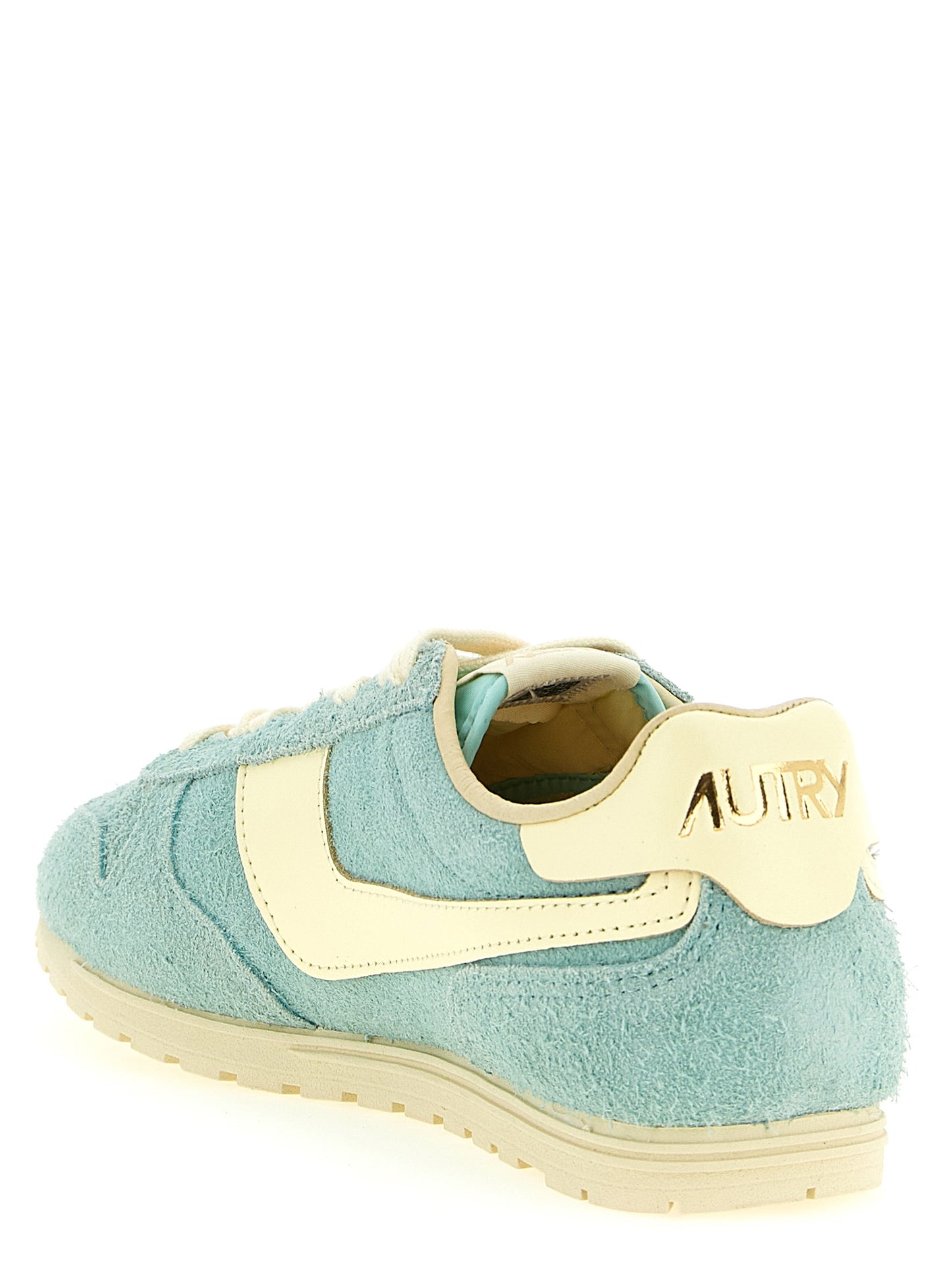 Sneakers by Autry for women in nylon cotton terry & suede cowhide leather light-blue & jacquard features a chic design, perfectly showcasing the chic low-top style of this Women's Low Top Nylon Cotton Terry & Suede Cowhide Leather Sneakers.