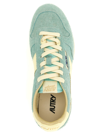 Sneakers by Autry for women in nylon cotton terry & suede cowhide leather light-blue & jacquard features a chic design, perfectly showcasing the chic low-top style of this Women's Low Top Nylon Cotton Terry & Suede Cowhide Leather Sneakers.