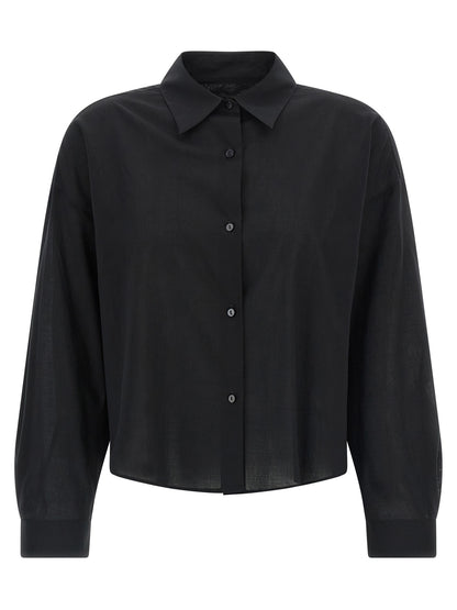 Blouse by XACUS for women in cotton bicolour, black, transparent & white features an polished silhouette, showcasing a sophisticated and detail for a truly polished finish.