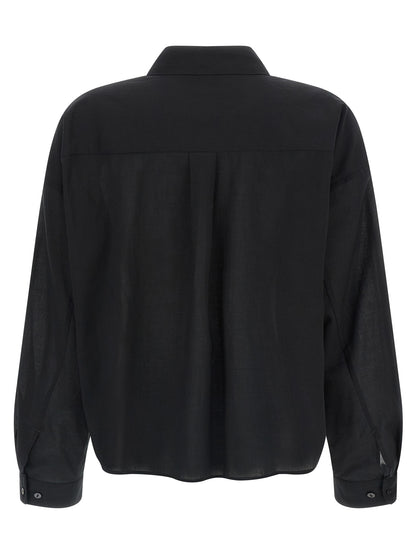 Blouse by XACUS for women in cotton bicolour, black, transparent & white showcases a sublime silhouette, artfully detailed with a sublime and for a sophisticated, sublime finish.