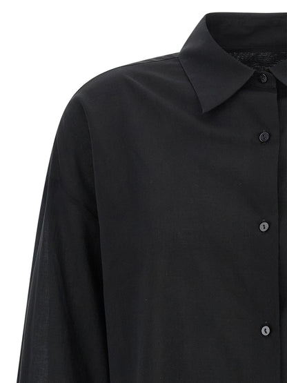 Blouse by XACUS for women in cotton bicolour, black, transparent & white features an polished silhouette, showcasing a sophisticated and detail for a truly polished finish.